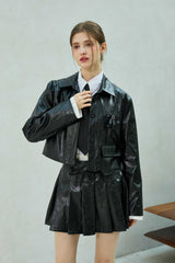 MOLLY LEATHER CROP JACKET / BLACK