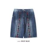 ASCLO Ethnic Embroidery Denim Bermuda Pants (2color)