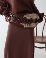 a mink fur ethnic wide belt