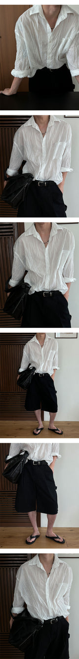 [Unisex] リンクルオーバーフィットシャツ(2color)