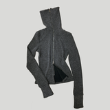 HIGH NECK ZIP-UP: GREY