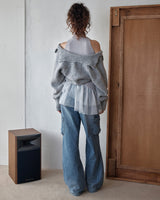 MUFFLER & TWO WAY CARDIGAN - MELANGE