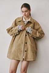 Suede half coat (Brown)