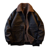 D coloration wool collar jacket