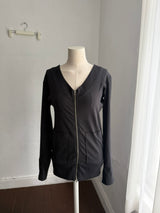 V neck hood zipup