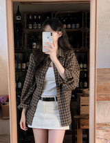 #Brownie Check Overfit Shirt (2color)