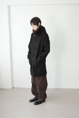 relaxed hood wool coat