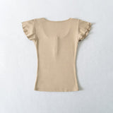 Elin U-Neck Slim Cap Tee