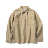 Two Pocket Western Denim Shirt - Khaki Beige