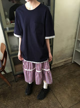 26SS★ [BAONHAUS] ヤンビチェックレースバンディングミディスカート