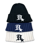 Ribbed D Symbol Cotton Beanie_Black