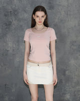 Metal Triclipse Leather Mix Mini Skirt White