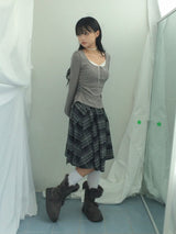 Charcoal Blend Checkered Layered Skirt