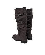 Double eyelet suede long boots