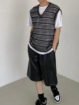 Net see-through dangara v neck knit vest 2C