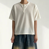 ディルツ スナップ ヘンリーネック ショートスリーブ ニット Tシャツ (5 colors)