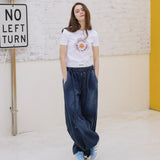 ピンクフラワーアートワークTシャツ (2color)