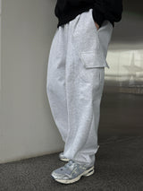 Snap cargo wide sweatpants