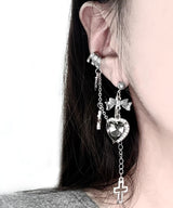 Black Heart Lock Earrings&Ear Cuffs 1PC