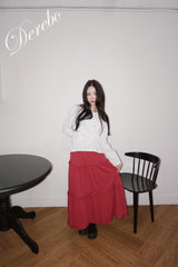Beagle accentuated shirring frill long-sleeved shirt