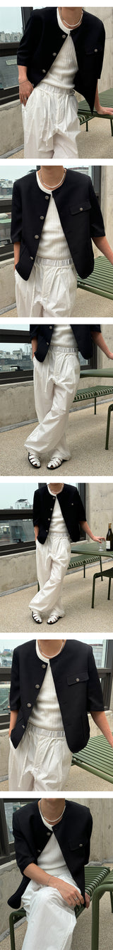 [Unisex] ナイロンツータックロープバンドパンツ(3color)