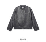 Bleed Washed Leather Biker Jacket