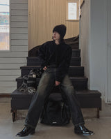 Bent brush wide denim