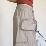 Checel Zipper Pocket Nylon Wide Two-Way Pants