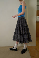 Check frill skirt