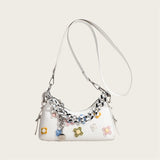 Color Flower Baguette Crossbody Bag