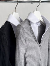 Preppy V-neck Shirt Layered Long Sleeve Knitwear