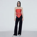 Paisley-print silk scarf top