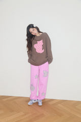 KIRING CHECK PATCH SWEAT PANTS (CHERRY PINK)