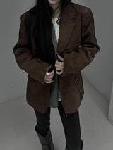 line suede blazer jacket (2color)
