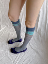 Blue flower mesh socks