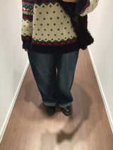 [MD Pick] ティールピーチフリースリネッドロールアップジーンズ (1 Color)