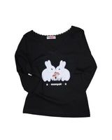 Rabbit Lace V-Neck Tee [Black]