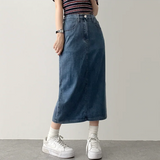  Sundy Charlang Cool Denim Long Skirt [Short & Basic Selection] Lyocell Fabric