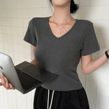 [MADE/S,M] ベーシックレーヨンVネック半袖Tシャツ