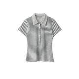 Cozy Stripe Collar Tee 231949406
