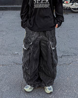 Fringe Balloon Cargo Denim Pants