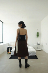 STUD PLEATS MIDI SKIRT (BROWN, BLACK 2COLORS!)