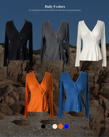 V-neck ribbed button slim fit long sleeve knit wrap cardigan (5 colors)