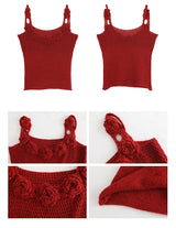 Summer knit flower sleeveless tee