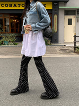[MADE]ドットプリーツロングブーツカットパンツ