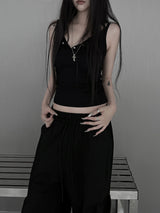 snap echo button sleeveless (3color)