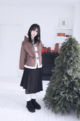 wool unbalanced pleats midi sk(2color)