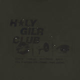 オーバーサイズ ヒップホップ ダンススタジオ ホーリーガールクラブ グラフィック 半袖Tシャツ_KHAKI