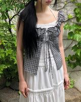 Mumon Check Sleeveless Blouse