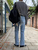 root semi-wide denim pants (blue)